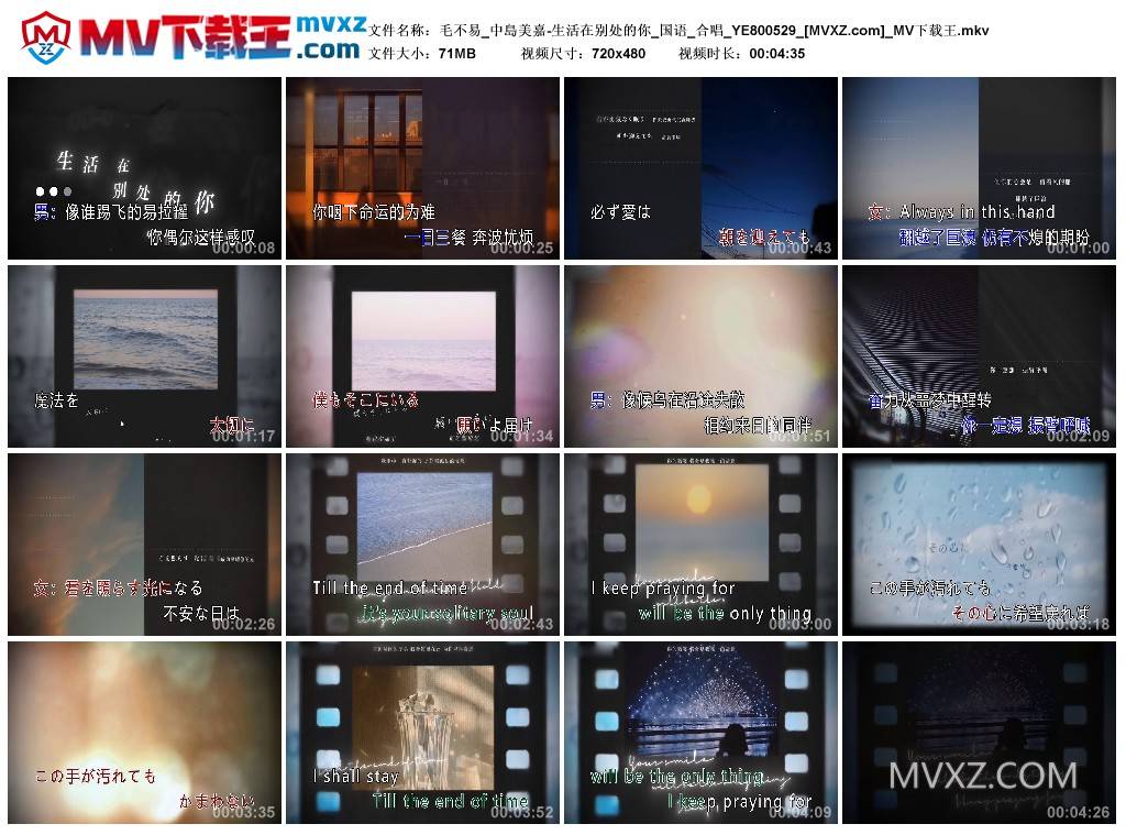 毛不易_中島美嘉-生活在别处的你_国语_合唱_YE800529